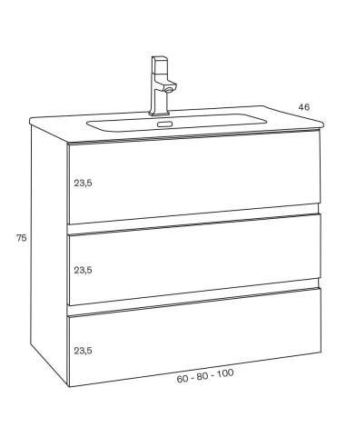 Conjunto Mueble baño Deco Lux 3 cajones Conjunto Mueble baño Deco Lux 3 cajones