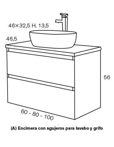 Mueble de baño Hydra dos cajones con... Mueble de baño Hydra dos cajones con...