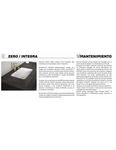 Lavabo INTEGRA piedra Porcelánico