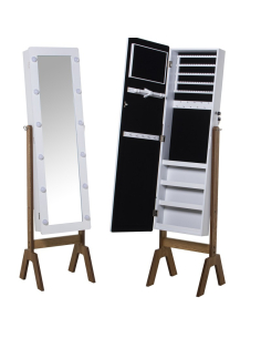 Espejo joyero pie de madera...