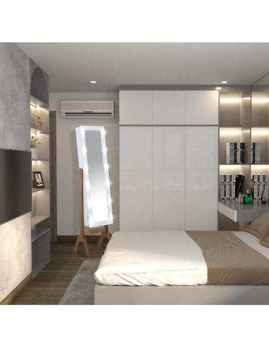 Espejo joyero pie de madera con luces...