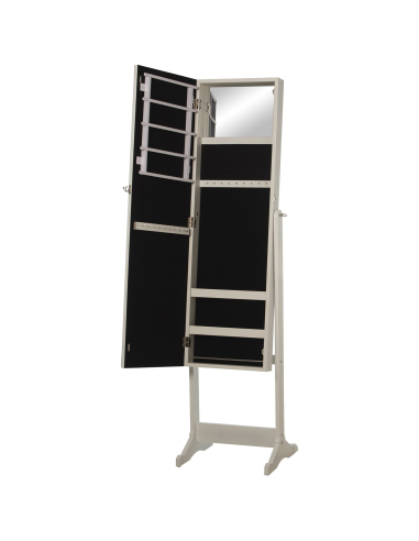 Espejo joyero blanco con puerta decorada