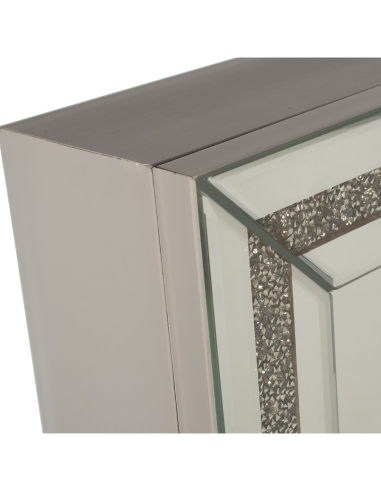 Espejo joyero blanco con puerta decorada