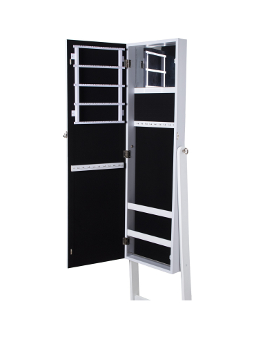 Espejo joyero de pie blanco con marco...