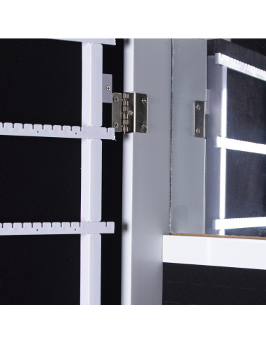 Espejo joyero de pie blanco con marco...