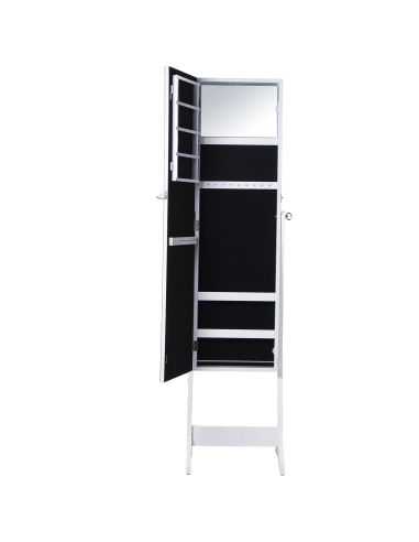 Espejo joyero de pie blanco con marco...