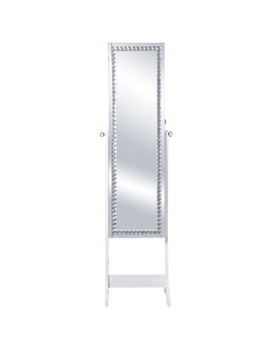 Espejo joyero de pie blanco con marco...