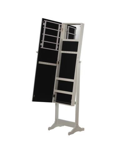 Espejo joyero de pie blanco con marco...