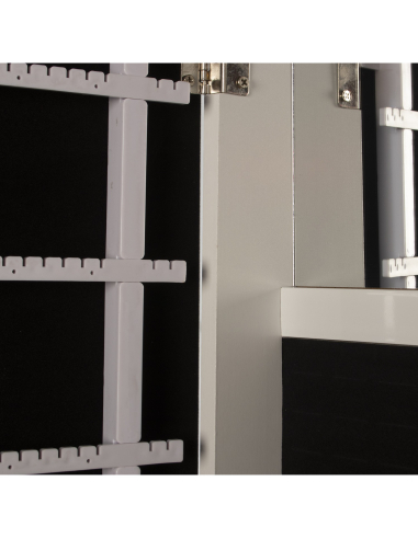 Espejo joyero de pie blanco con marco...