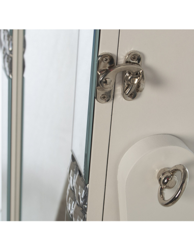 Espejo joyero de pie blanco con marco...