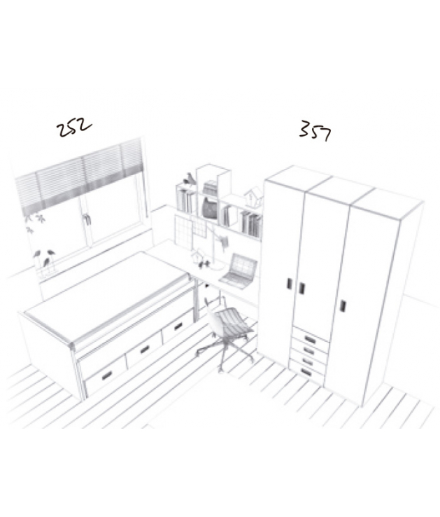 Habitación juvenil cama compacta Basic15 Habitación juvenil cama compacta Basic15