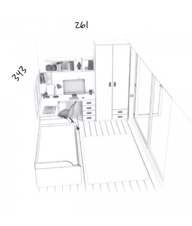 Habitación juvenil armario recto Basic25