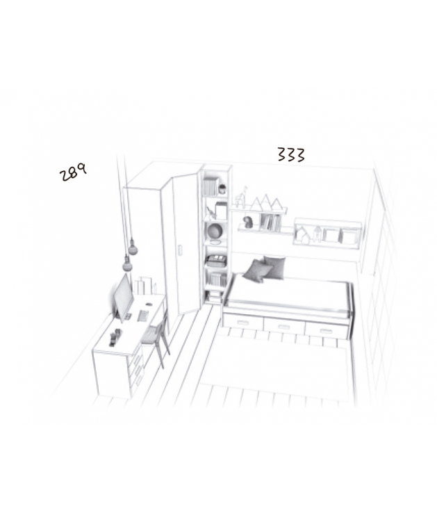Habitación juvenil cama nido contenedores Basic32
