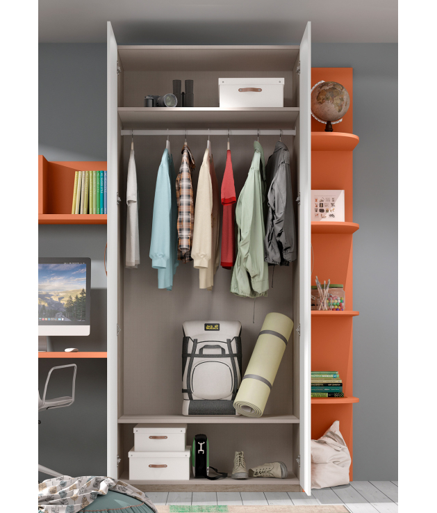 Habitación juvenil armario dos puertas rectas Basic34