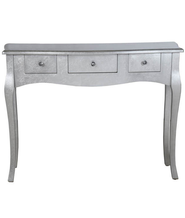 Consola recibidor 3 cajones madera plata