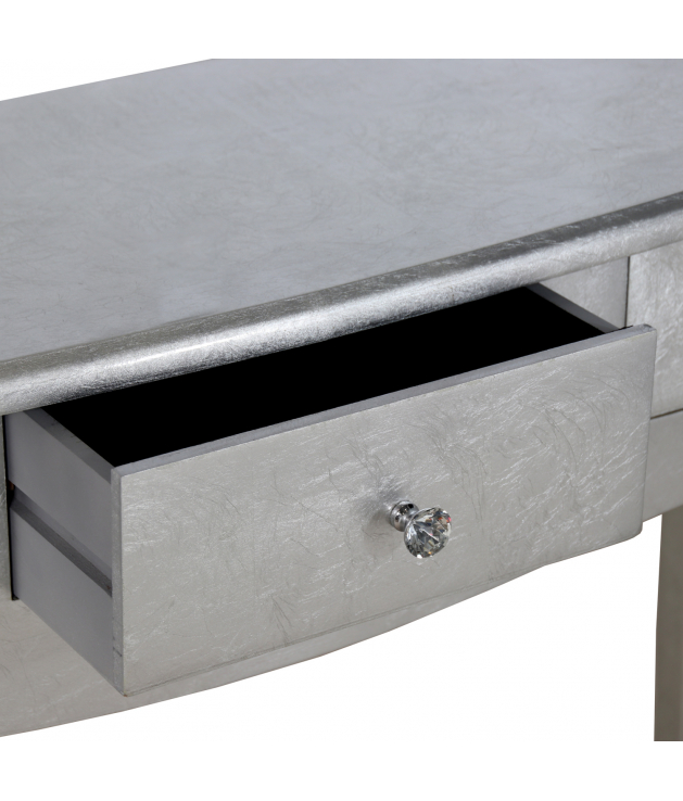 Consola recibidor 3 cajones madera plata