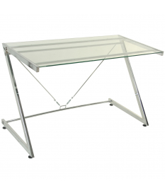 Mesa metal y cristal transparente  124x60x76 cm