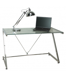 Mesa metal y cristal transparente  124x60x76 cm 2