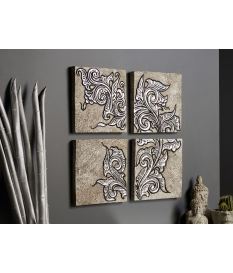 Set cuatro cuadros flores abstractas