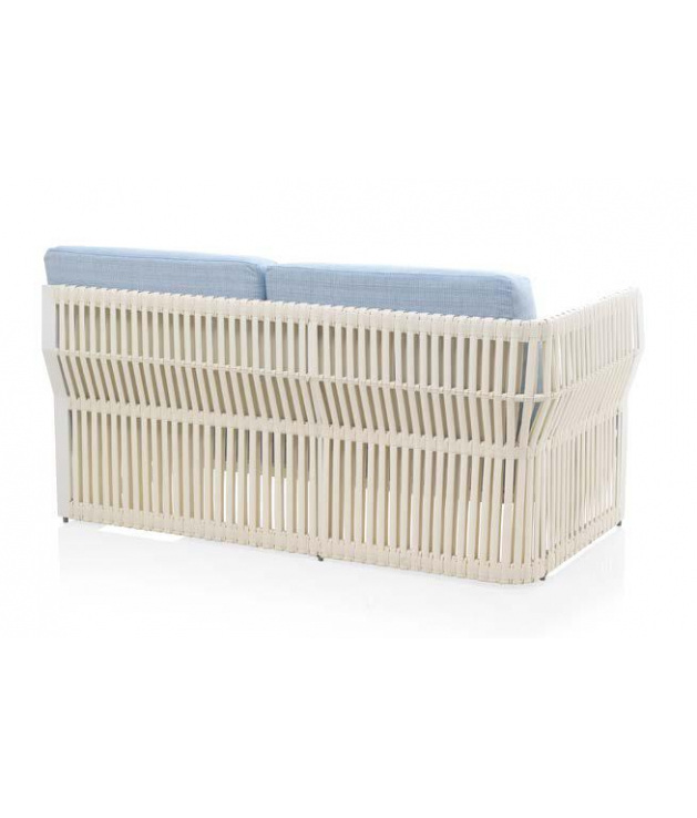 Sofá tres plazas jardín Cires con mesa de apoyo en teca