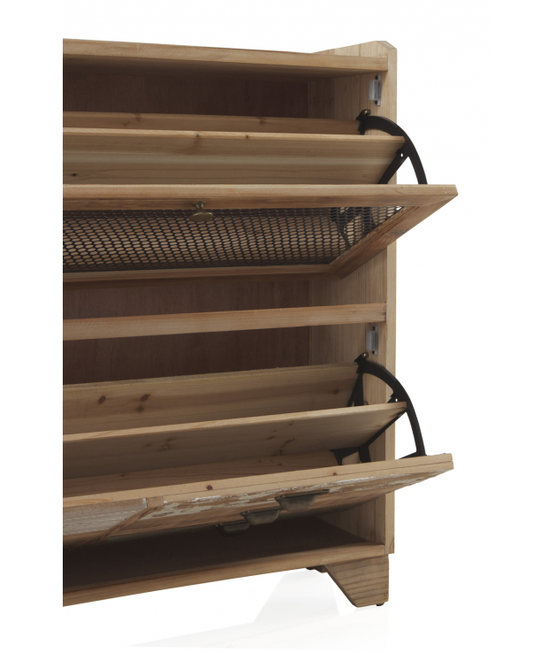 Mueble zapatero madera natural dos cajones