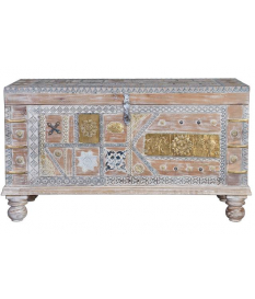 Baúl en madera mango detalles bronce