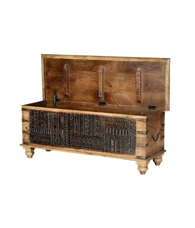 Baúl en madera mango frente tallado