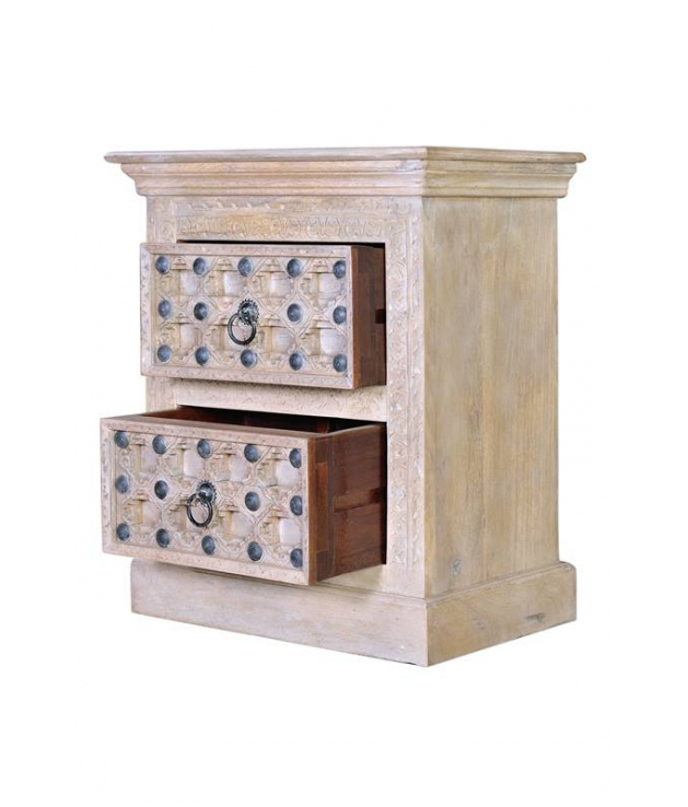 Mesita de noche Bakhra natural en...