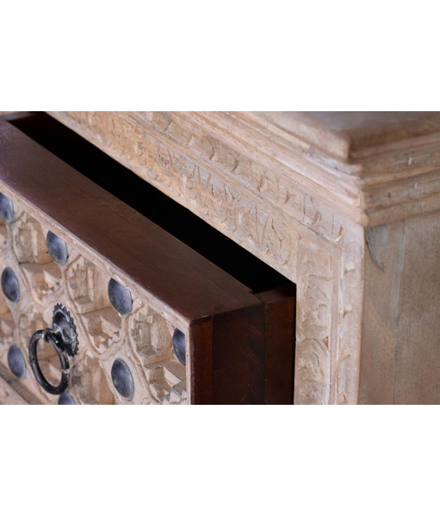 Mesita de noche Bakhra natural en...