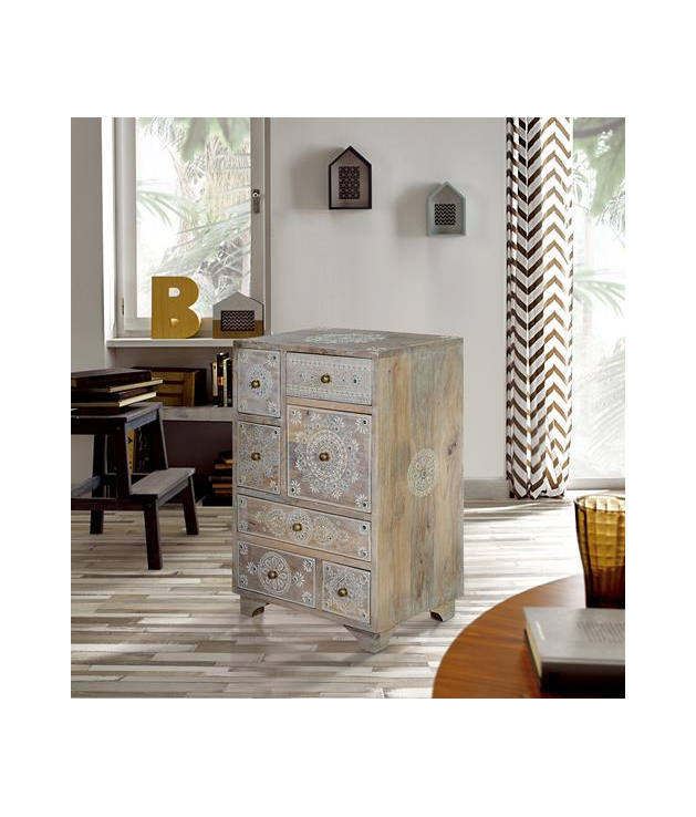 Mesita de noche 7 cajones en madera...