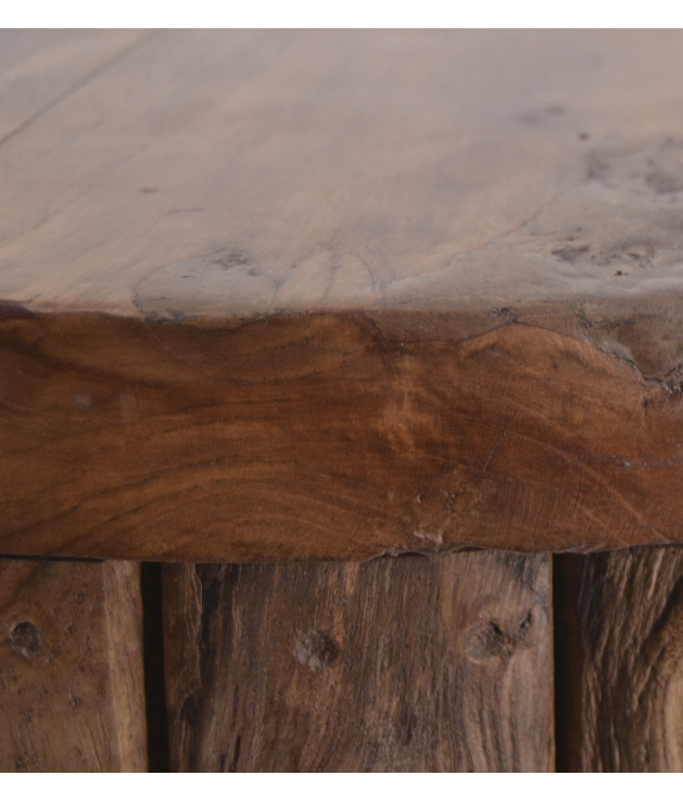 Taburete teka troncos verticales