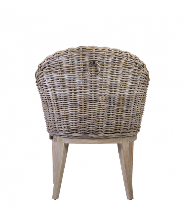 Sillón rattán blanqueado con argolla