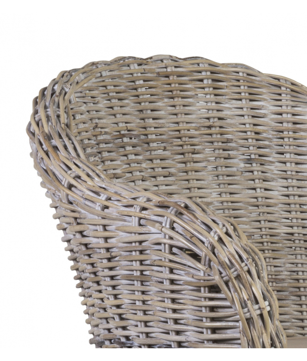 Sillón rattán blanqueado con argolla