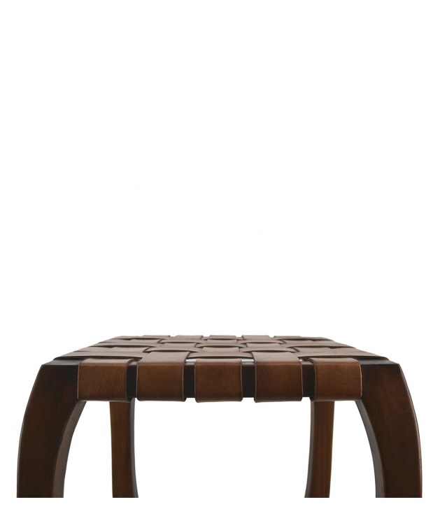 Taburete cuadrado trenza piel