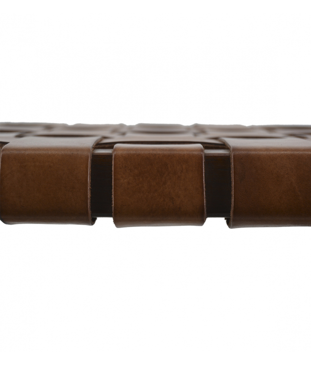 Taburete cuadrado trenza piel