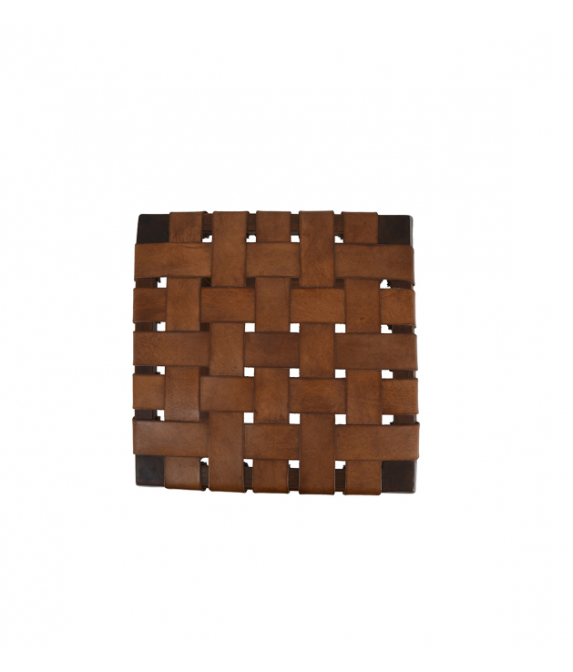 Taburete cuadrado trenza piel