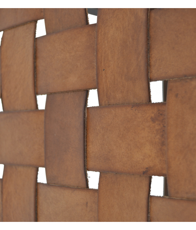 Taburete cuadrado trenza piel