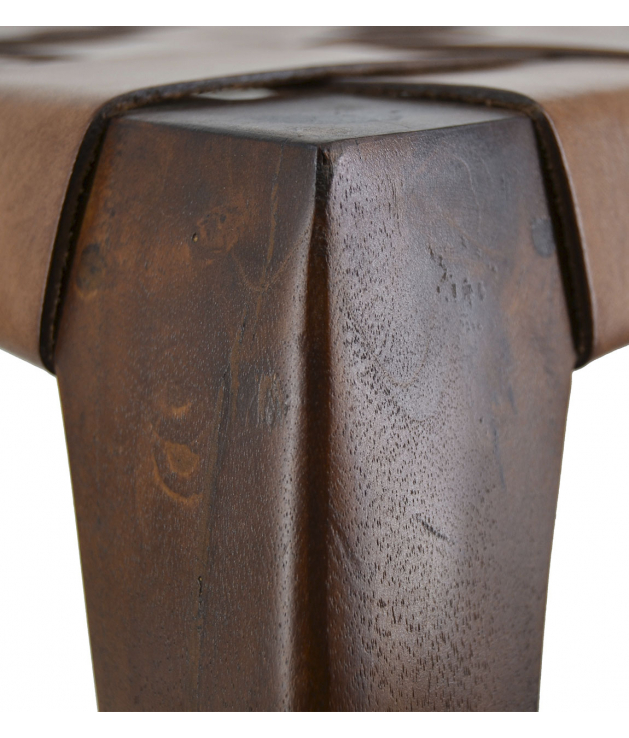 Taburete cuadrado trenza piel