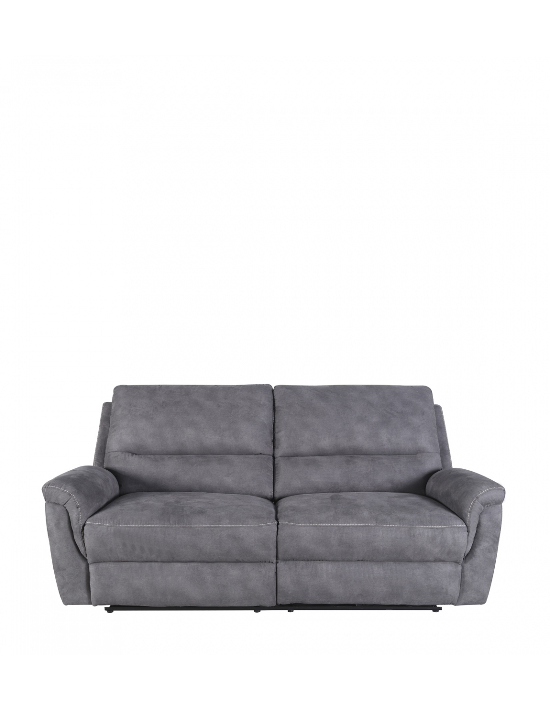 Sofá biplaza reclinable eléctrico tapizado de piel sintética en gris, gris