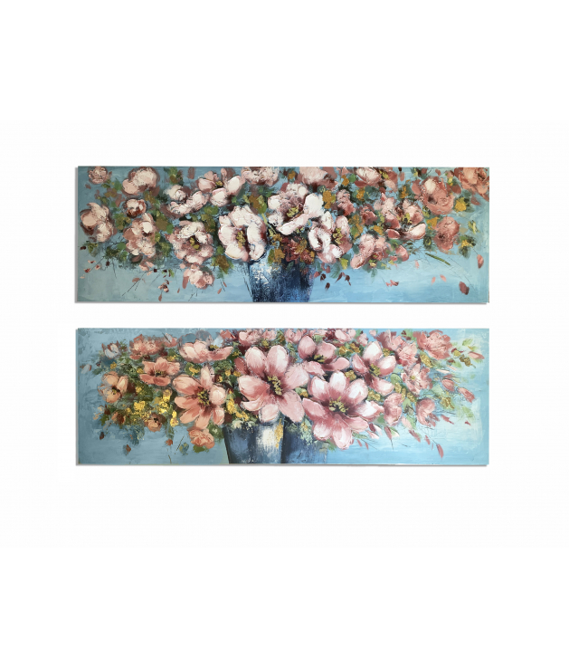 Óleo flores jarrón 150x50 cms. s/2