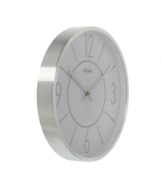 Reloj pared aluminio 30 cm plateado