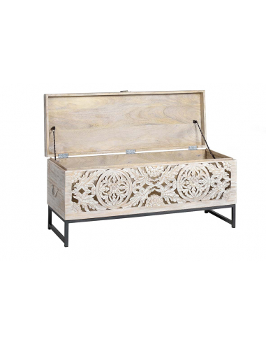 Baúl en madera de mango y metal