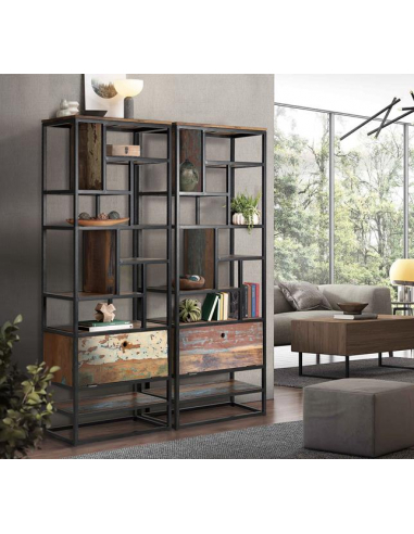 Librería de metal con puerta abatible