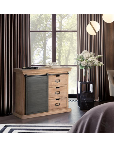 Cómoda 3 cajones y 1 puerta corredera...