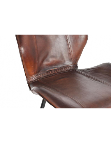 Taburete en piel y metal