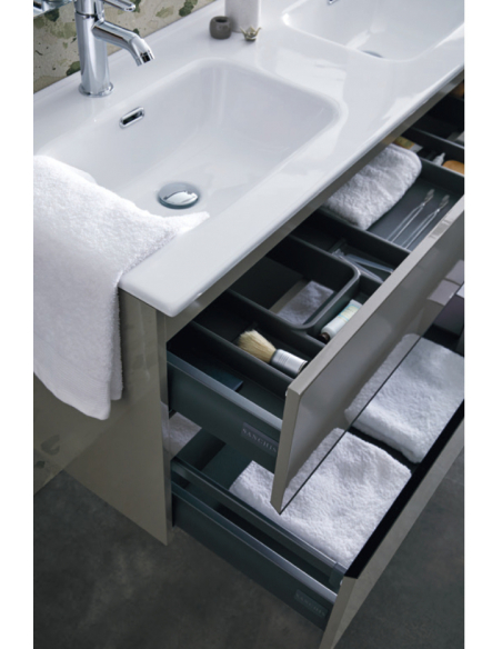 Conjunto de accesorios de baño de cerámica gris oscuro/madera clara KOUROU  