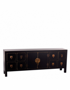 Mueble 8 cajones negro-oro...