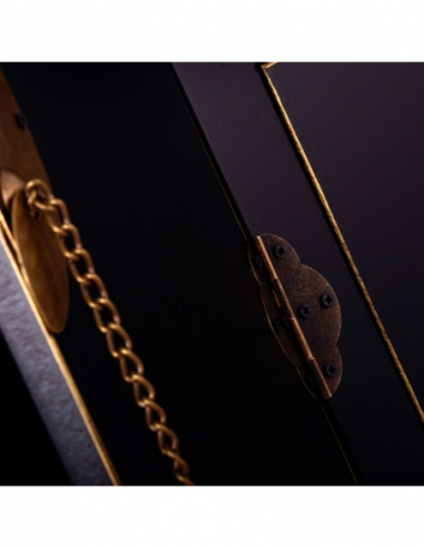 Mueble 8 cajones negro-oro madera