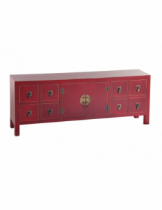 Mueble 8 cajones rojo madera