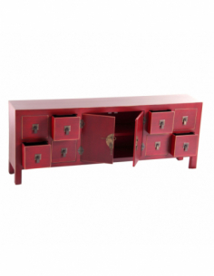 Mueble 8 cajones rojo madera 2